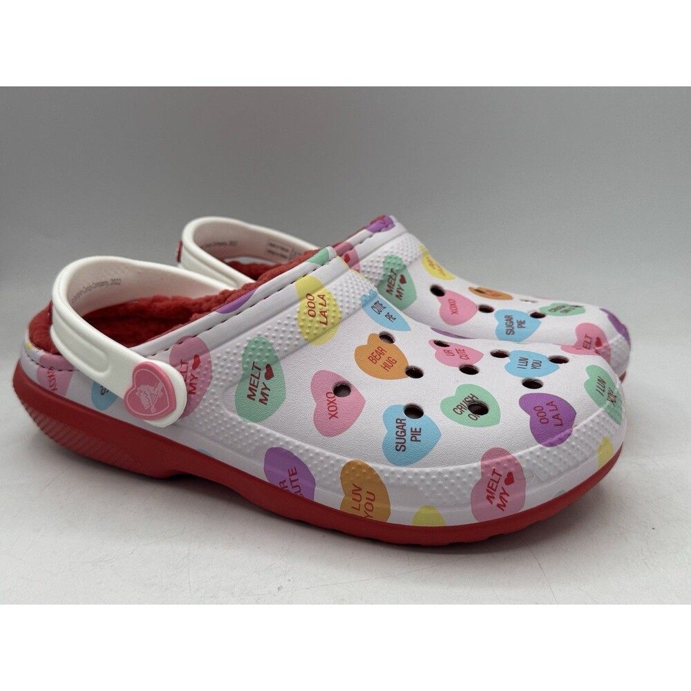 Crocs Classic Lined Sweethearts Clog Red White Love 207748-119 Women’s Size 9